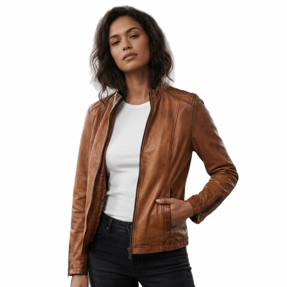 Giacca in pelle donna tamponata a mano Pelletteria Allegrini Filippo CLAUDIA Rivista2 - Pelletteria Allegrini