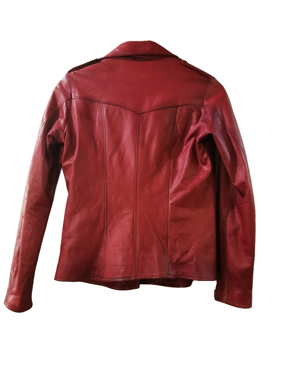 Giacca in pelle donna tamponata a mano Pelletteria Allegrini Filippo GREASE Tuscany Rosso - Pelletteria Allegrini
