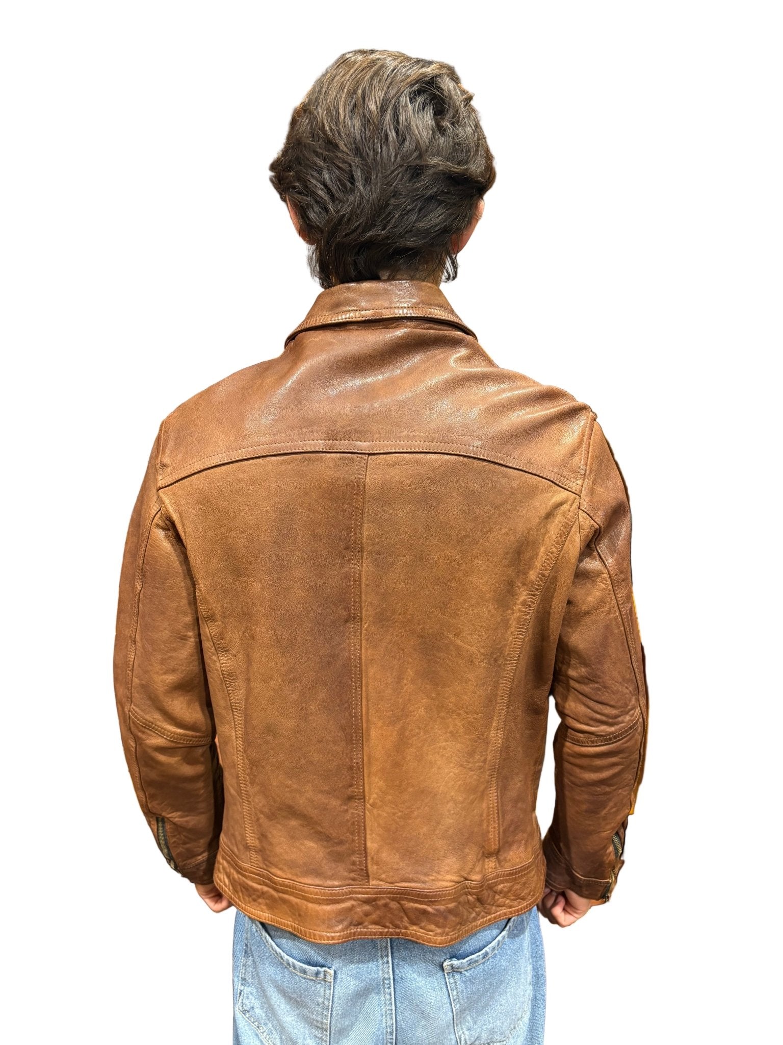 Giacca in pelle Pelletteria Allegrini Filippo M90 GRANA Cuoio - Pelletteria Allegrini