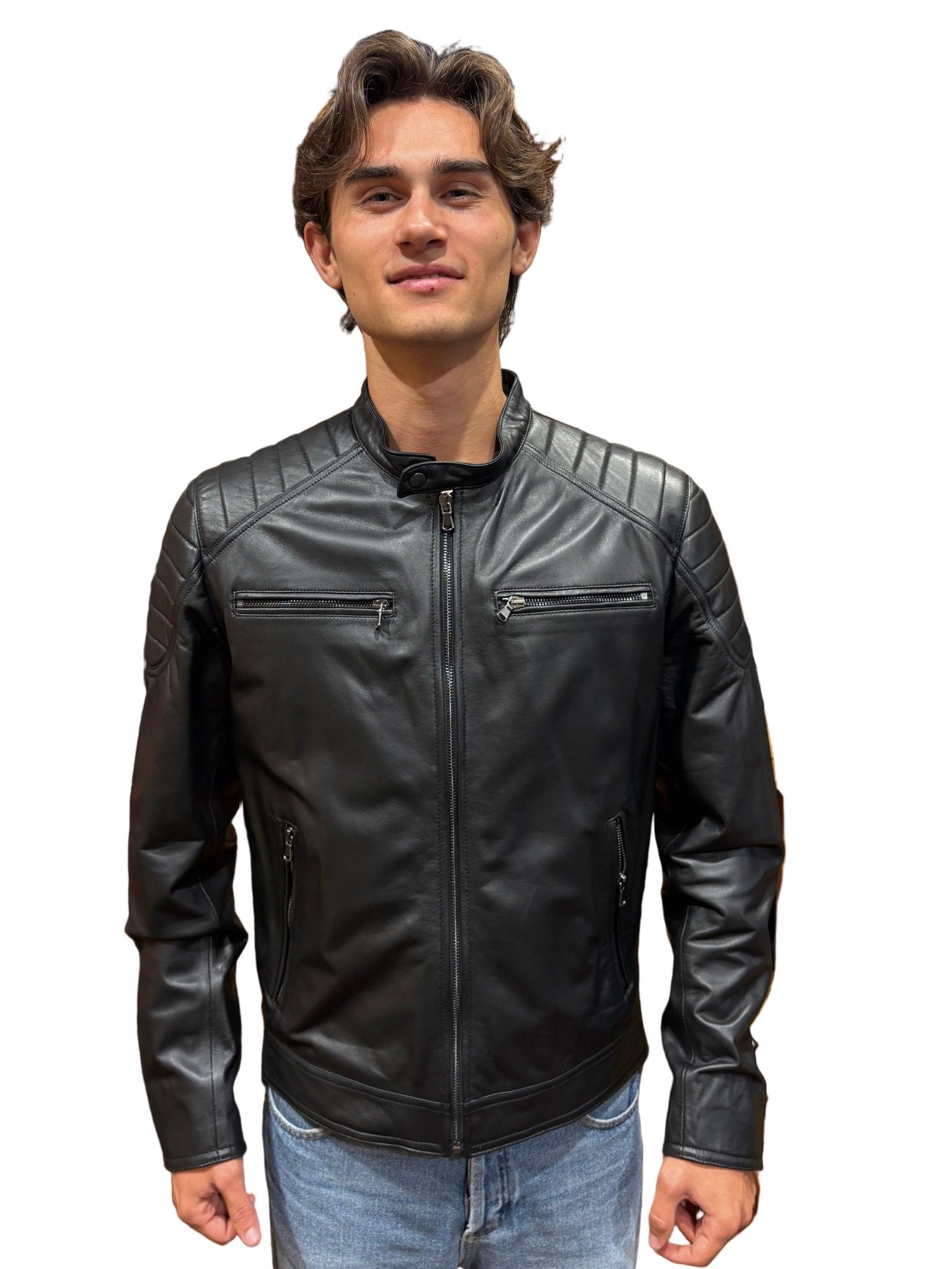 Giacca in pelle uomo Pelletteria Allegrini Filippo BRUTO Nero - Pelletteria Allegrini
