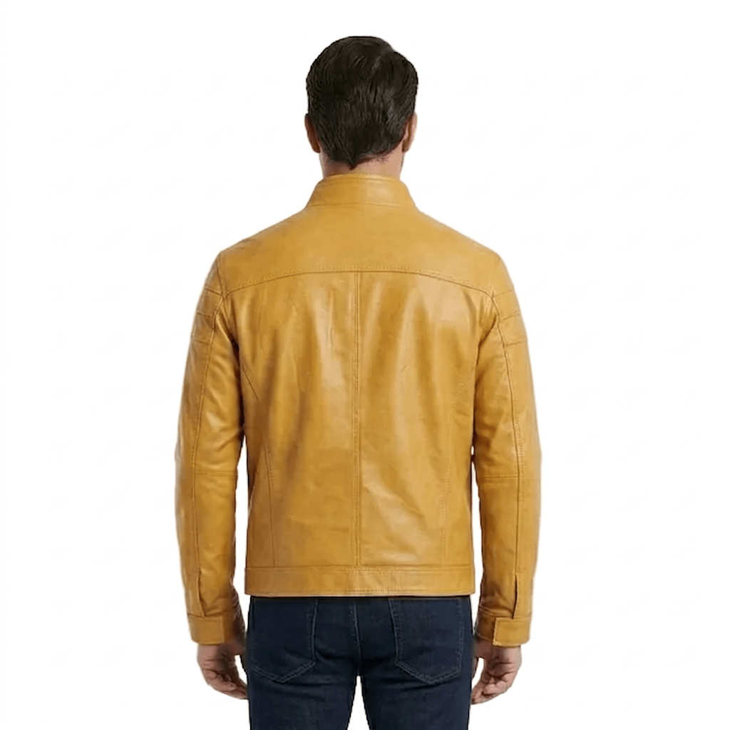 Giacca in pelle uomo tamponata a mano Pelletteria Allegrini Filippo PEGASO tuscany Giallo - Pelletteria Allegrini