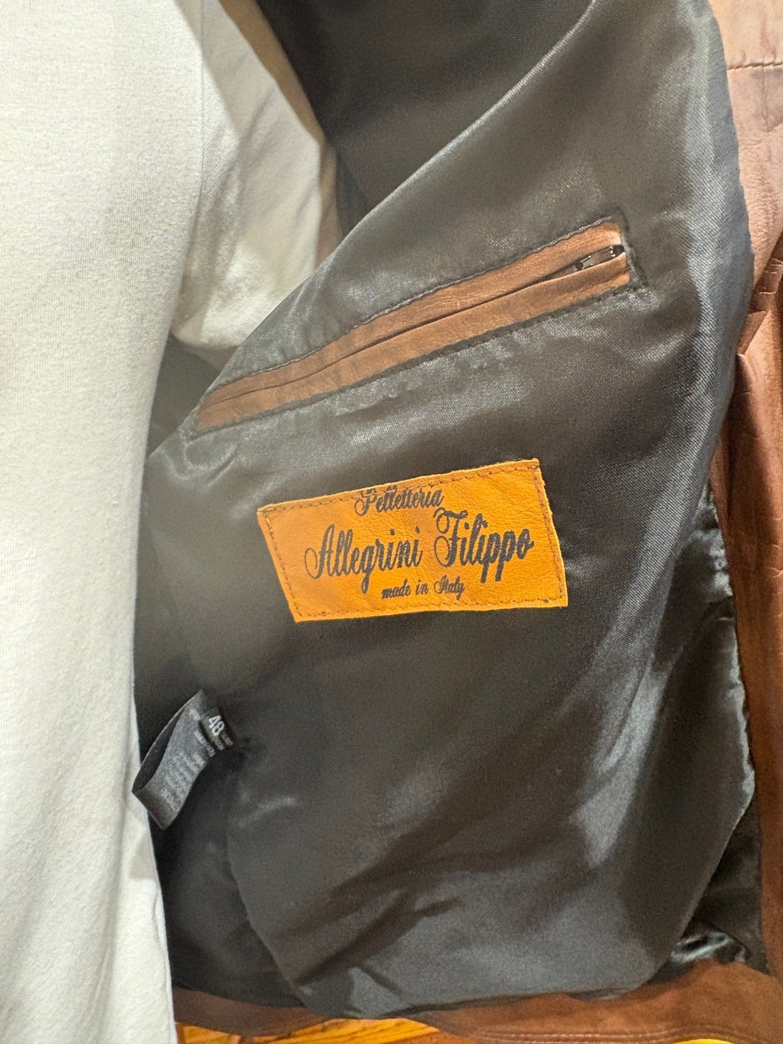 Giacca in pelle uomo tamponata a mano Pelletteria Allegrini Filippo PEGASO Tuscany Testa di moro - Pelletteria Allegrini