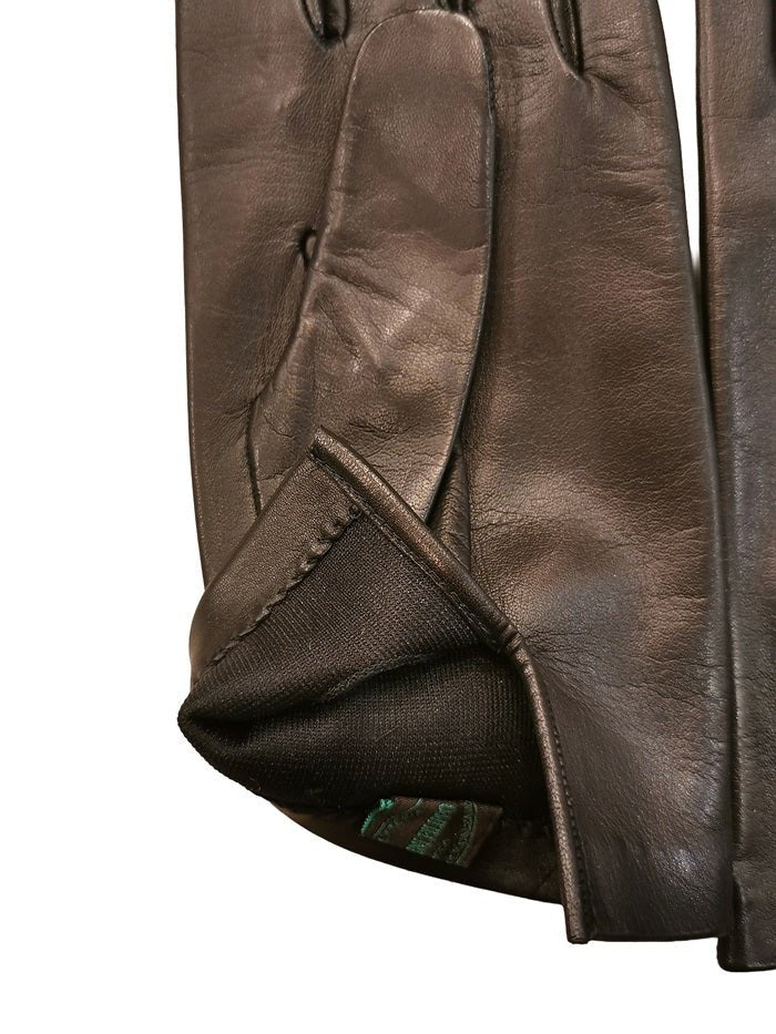 Guanto da donna in pelle liscia foderato in seta Pelletteria Allegrini Filippo G303S Nero - Pelletteria Allegrini