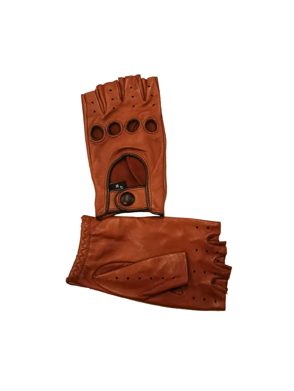 Guanto da guida in pelle mezze dita donna Pelletteria Allegrini Filippo G2530D Cuoio/Testa di moro