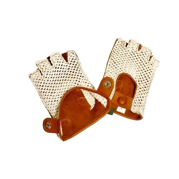 Guanto da Guida mezze dita Uomo Pelletteria Allegrini Filippo G251U cognac - Pelletteria Allegrini