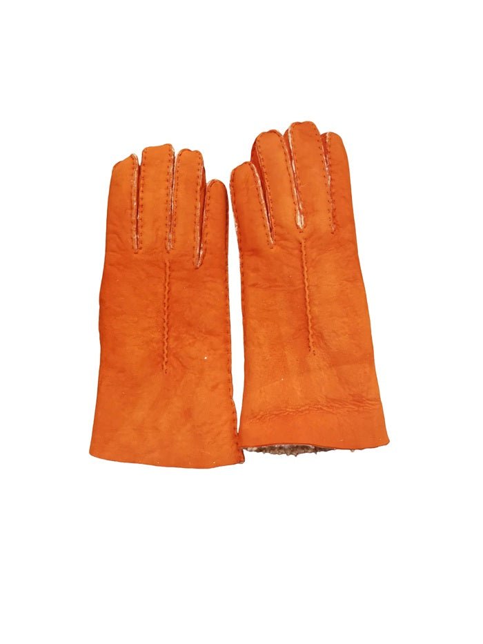 Guanto donna in camoscio e lana merinos Pelletteria Allegrini Filippo G307 Arancio - Pelletteria Allegrini