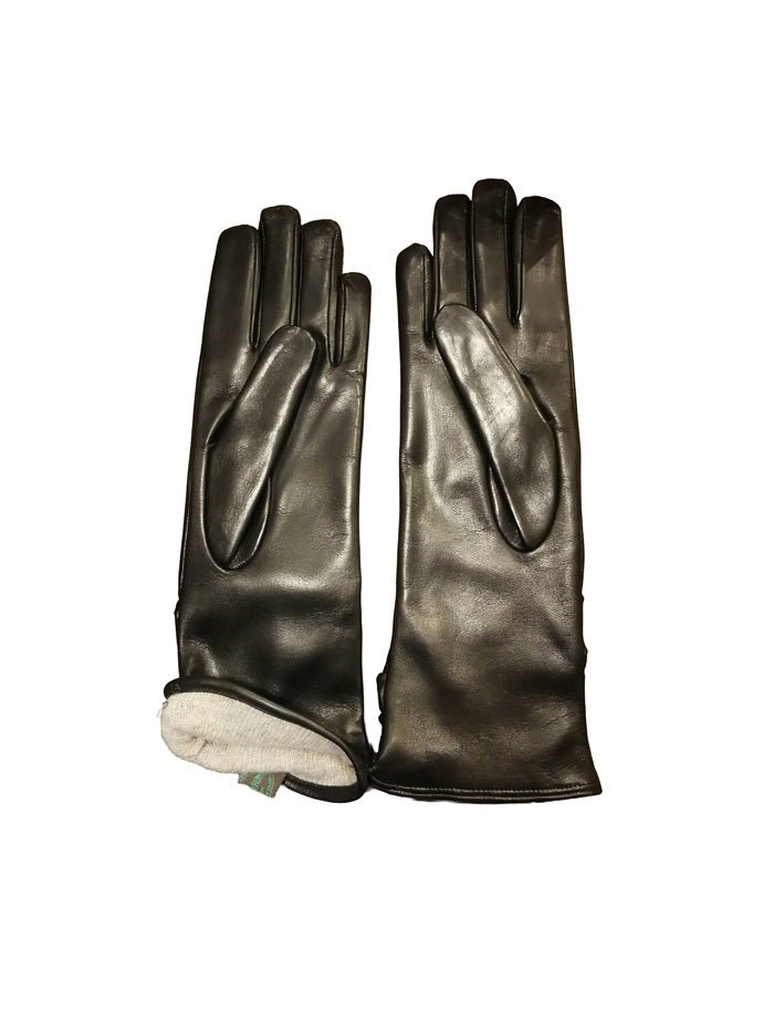 Guanto donna in pelle arricciato lungo Pelletteria Allegrini Filippo G4497 nero - Pelletteria Allegrini