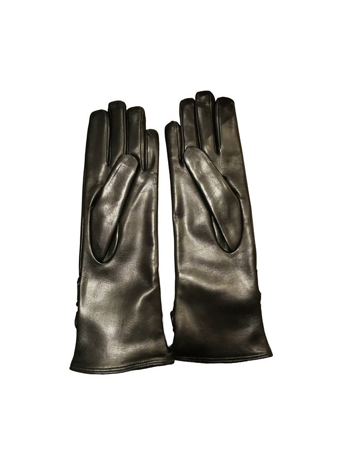 Guanto donna in pelle arricciato lungo Pelletteria Allegrini Filippo G4497 nero - Pelletteria Allegrini