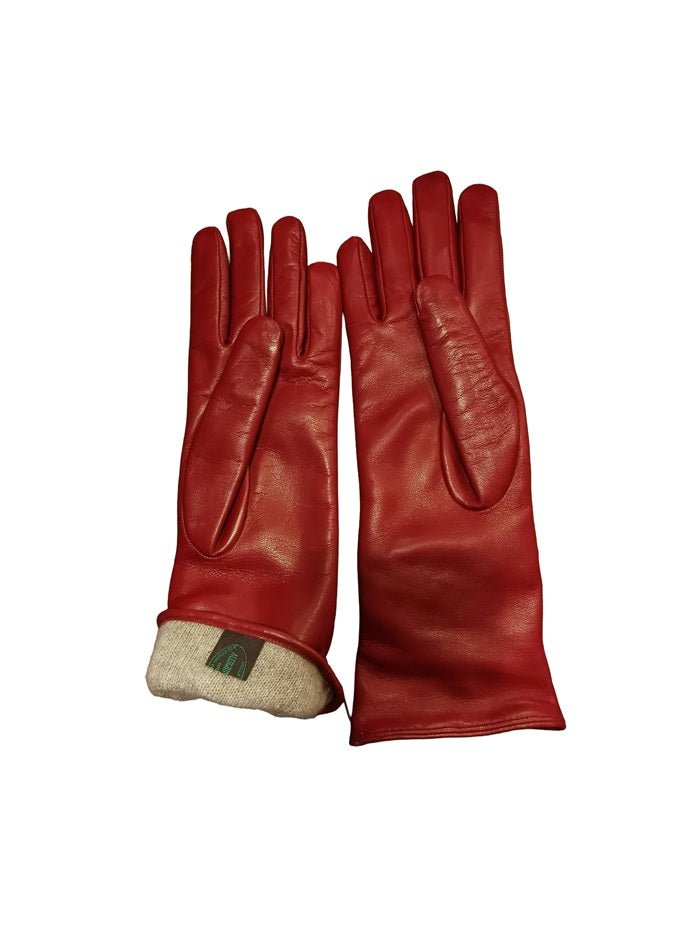 Guanto donna in pelle arricciato lungo Pelletteria Allegrini Filippo G4497 rubino - Pelletteria Allegrini