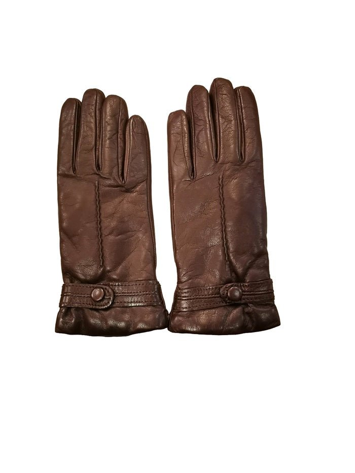 Guanto donna in pelle con bottoncino Pelletteria Allegrini Filippo G4656 testa di moro - Pelletteria Allegrini