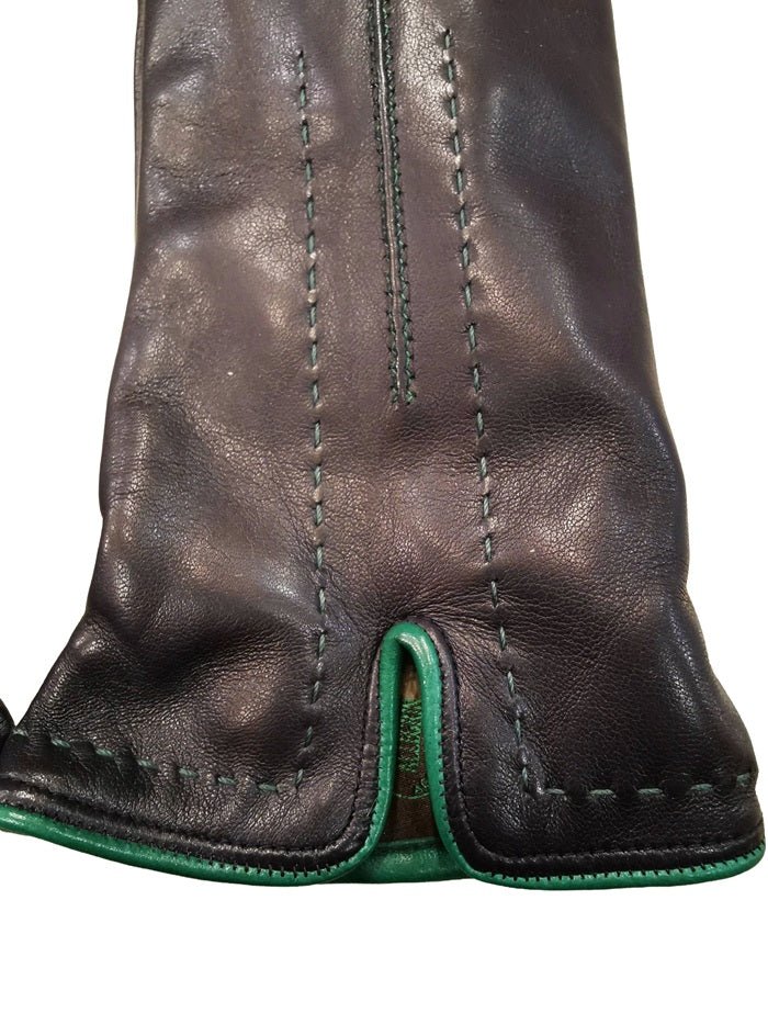 Guanto donna in pelle con dettaglio cuciture Pelletteria Allegrini Filippo G4758 Blu/Verde - Pelletteria Allegrini