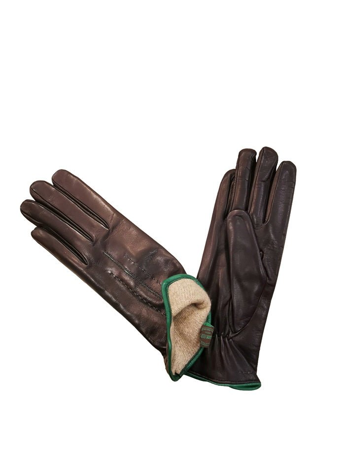 Guanto donna in pelle con dettaglio cuciture Pelletteria Allegrini Filippo G4758 Blu/Verde - Pelletteria Allegrini