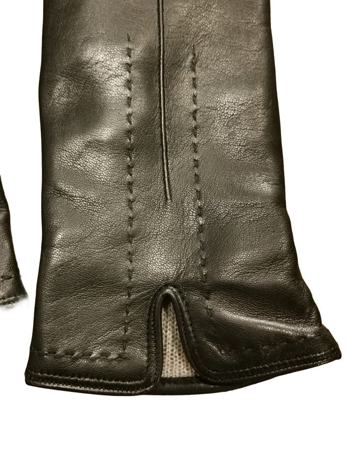 Guanto donna in pelle con dettaglio cuciture Pelletteria Allegrini Filippo G4758 Nero - Pelletteria Allegrini