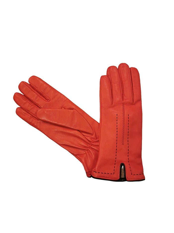 Guanto donna in pelle con dettaglio cuciture Pelletteria Allegrini Filippo G4758 rosso/nero - Pelletteria Allegrini