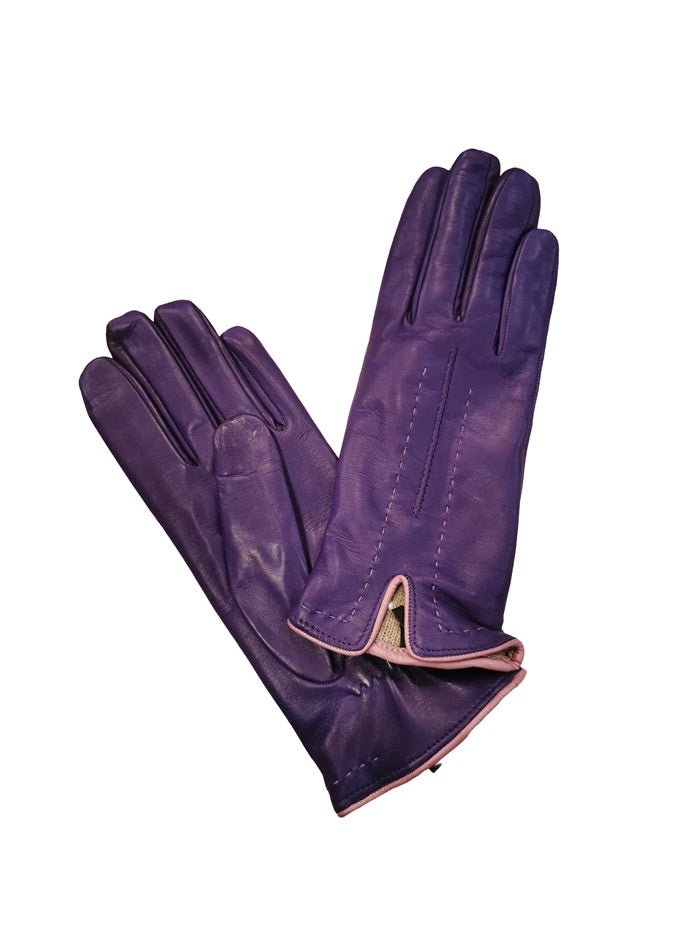 Guanto donna in pelle con dettaglio cuciture Pelletteria Allegrini Filippo G4758 Viola/Lilla - Pelletteria Allegrini