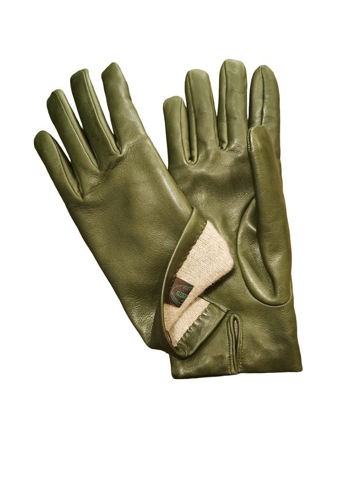 Guanto donna liscio in pelle Pelletteria Allegrini Filippo G303C verde oliva - Pelletteria Allegrini