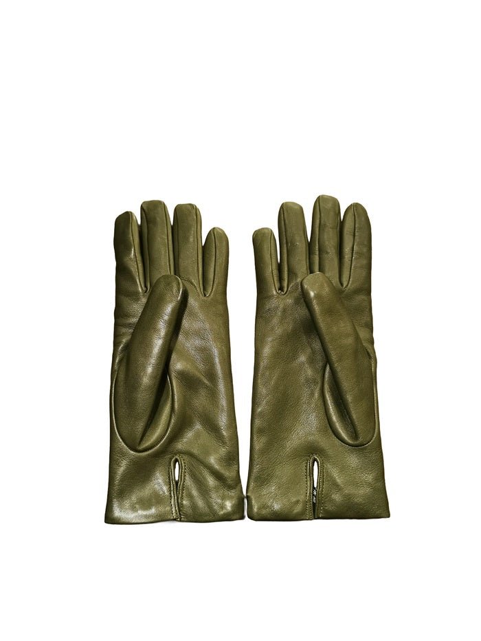 Guanto donna liscio in pelle Pelletteria Allegrini Filippo G303C verde oliva - Pelletteria Allegrini