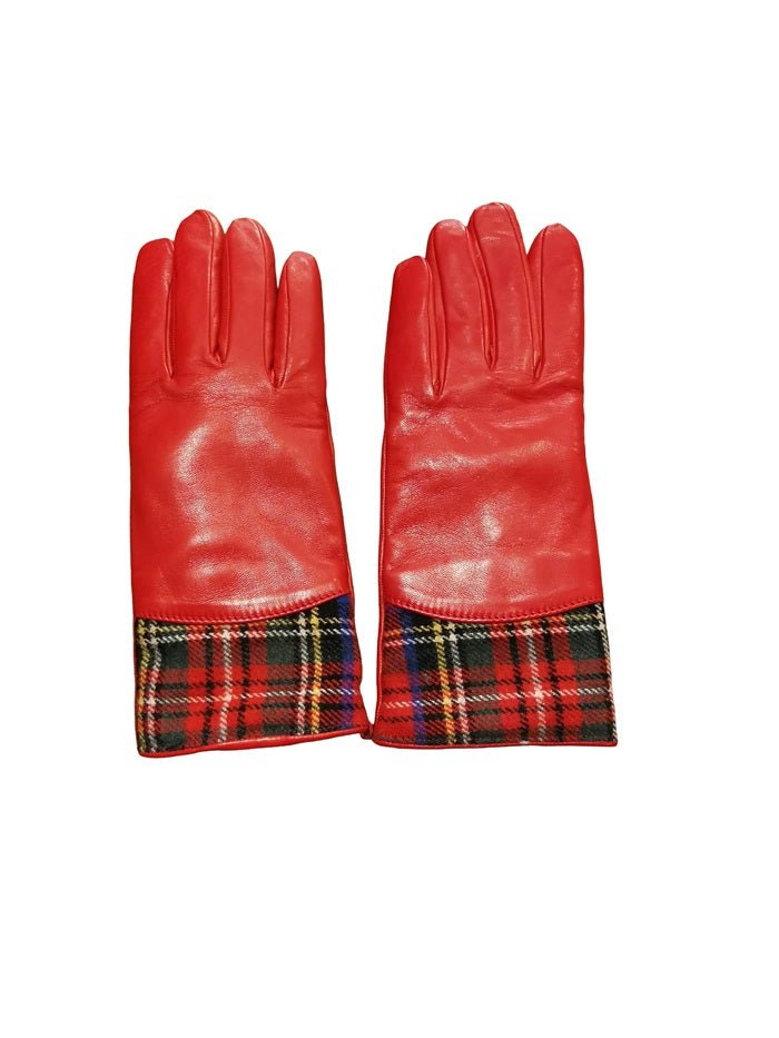 Guanto donna nappa e tartan Pelletteria Allegrini Filippo 234/TESS Rosso/Tartan - Pelletteria Allegrini