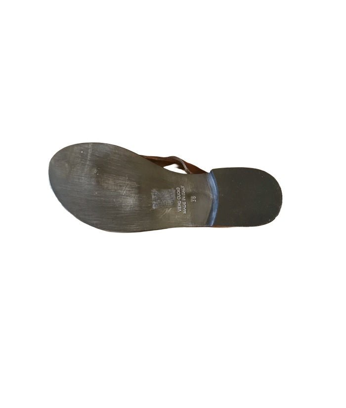 Infradito da donna in cuoio Pelletteria Allegrini Filippo W1366 Marrone - Pelletteria Allegrini