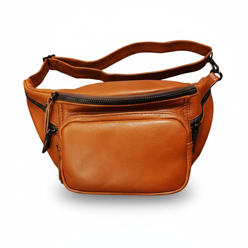 Marsupio grande in pelle Bruno Rossi RH42 Brandy - Pelletteria Allegrini