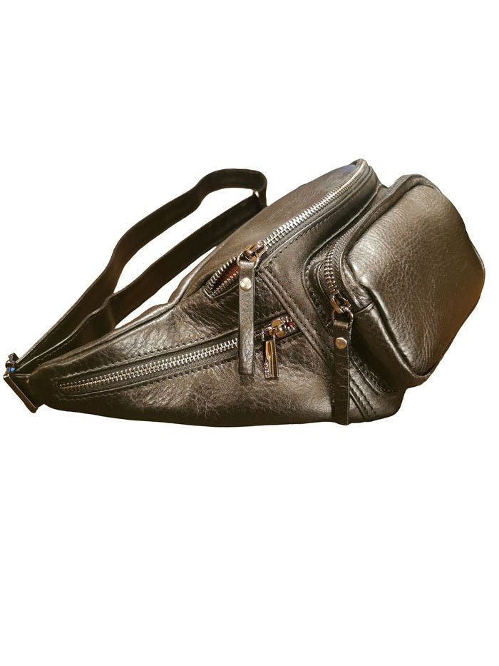 Marsupio grande in pelle Bruno Rossi RH42 Nero - Pelletteria Allegrini
