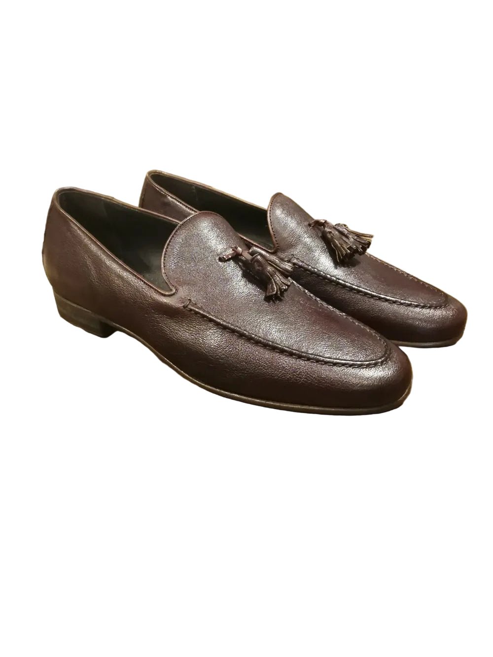 Mocassino da uomo in pelle con nappine Pelletteria Allegrini Filippo TISSI Sigaro - Pelletteria Allegrini