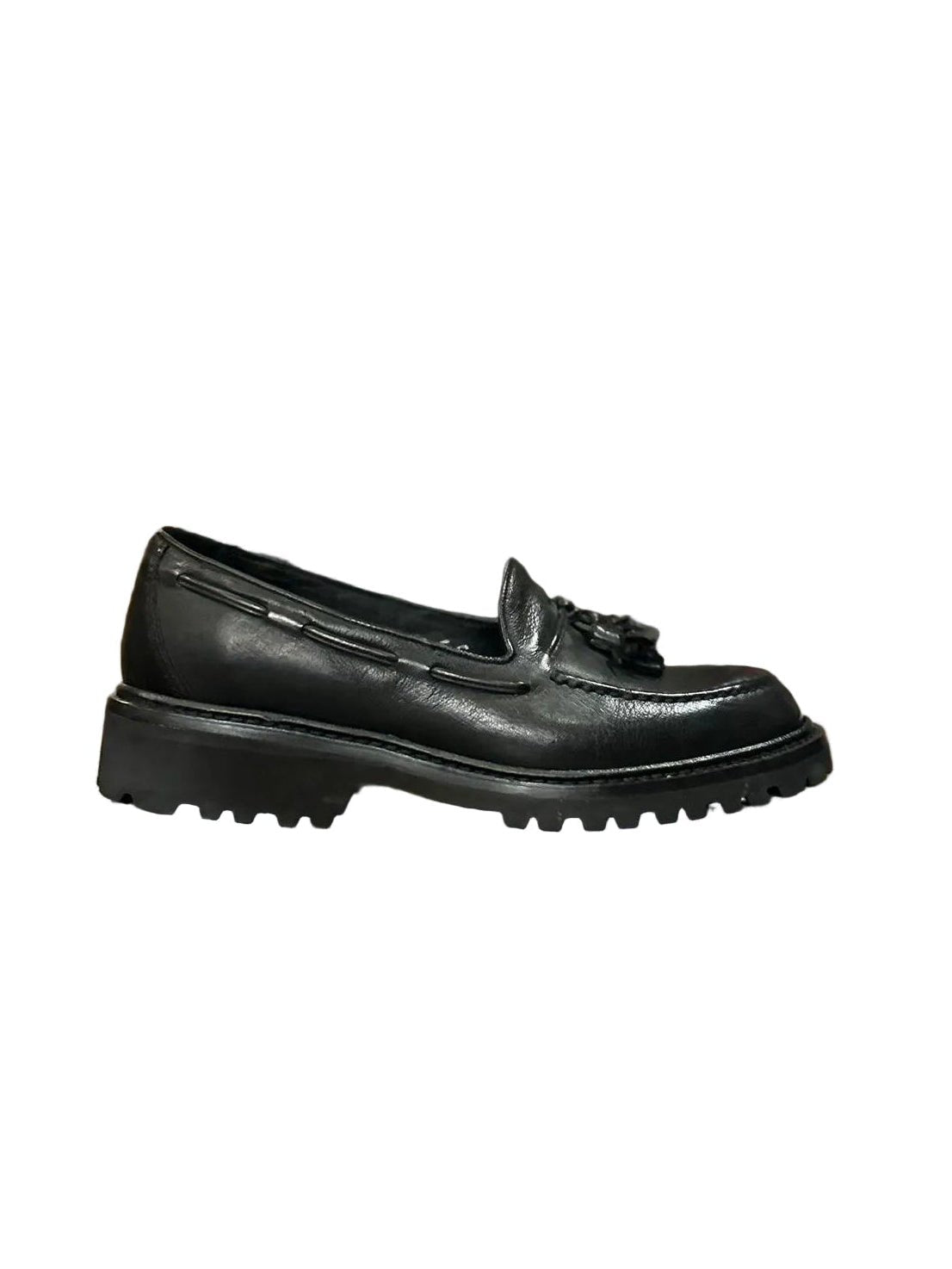 Mocassino donna in pelle c/nappine Pelletteria Allegrini Filippo NUMANA Nero - Pelletteria Allegrini