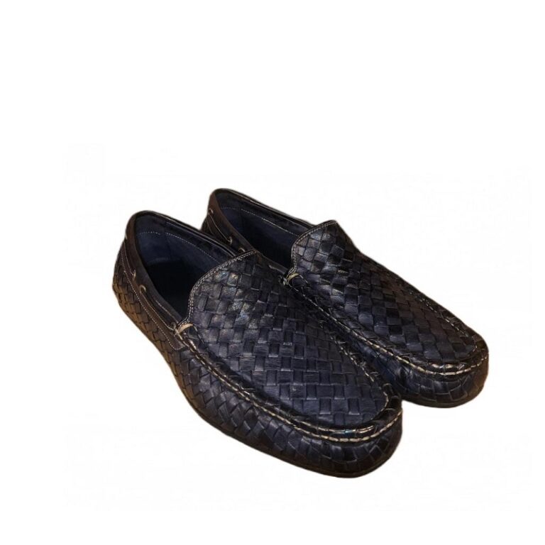 Mocassino intrecciato uomo in pelle Pelletteria Allegrini Filippo A748 Blu - Pelletteria Allegrini