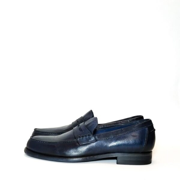 Mocassino uomo in pelle Pelletteria Allegrini Filippo 1253 Blu - Pelletteria Allegrini