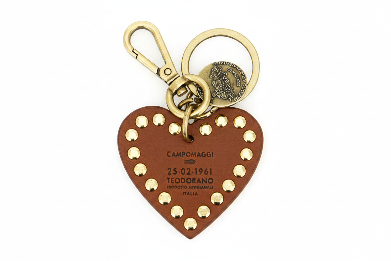 Portachiavi Cuore in pelle Campomaggi C046370ND X3140 cognac