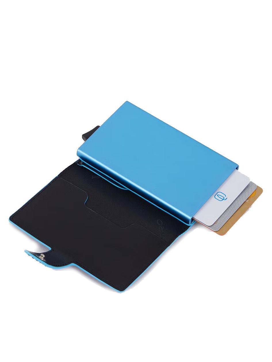 Portacarte in alluminio e pelle Piquadro PP5649B2BLR Nero - Pelletteria Allegrini