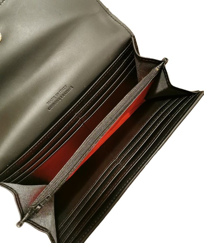 Portafoglio con patta e magnete in pelle Boldrini 0420 Nero - Pelletteria Allegrini