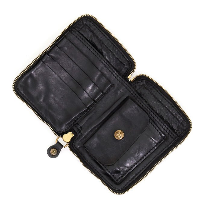Portafoglio con zip in pelle Campomaggi C002060ND X0001 nero - Pelletteria Allegrini