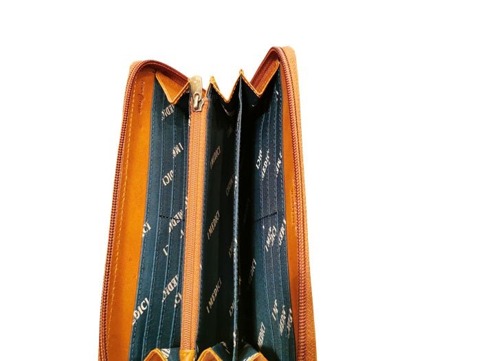 Portafoglio in cuoio con zip I Medici 64/09 Giallo - Pelletteria Allegrini