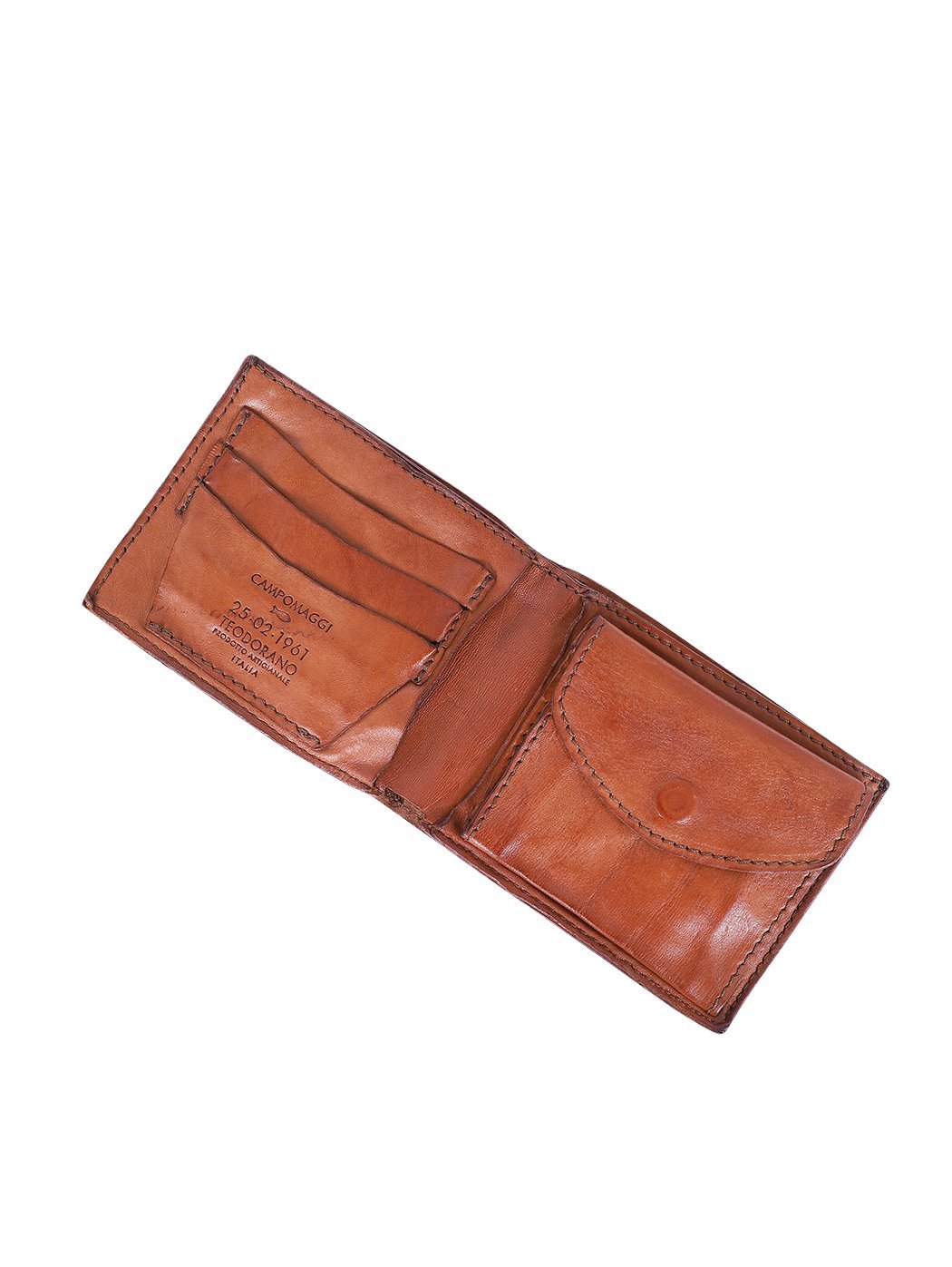Portafoglio uomo con porta monete in pelle Campomaggi C014540ND X0001 cognac - Pelletteria Allegrini