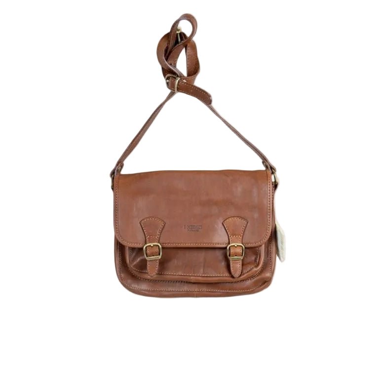Postina con fibbie in pelle I Medici 63/3525 marrone - Pelletteria Allegrini