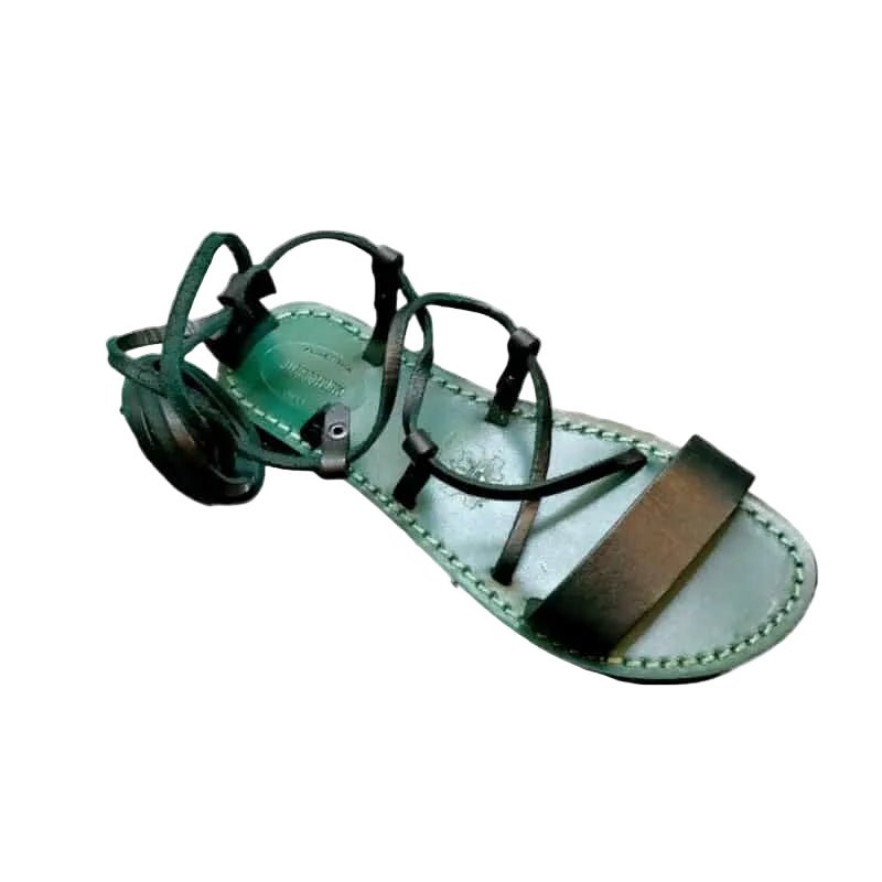 Sandali in cuoio alla schiava donna Pelletteria Allegrini Filippo 519D verde - Pelletteria Allegrini