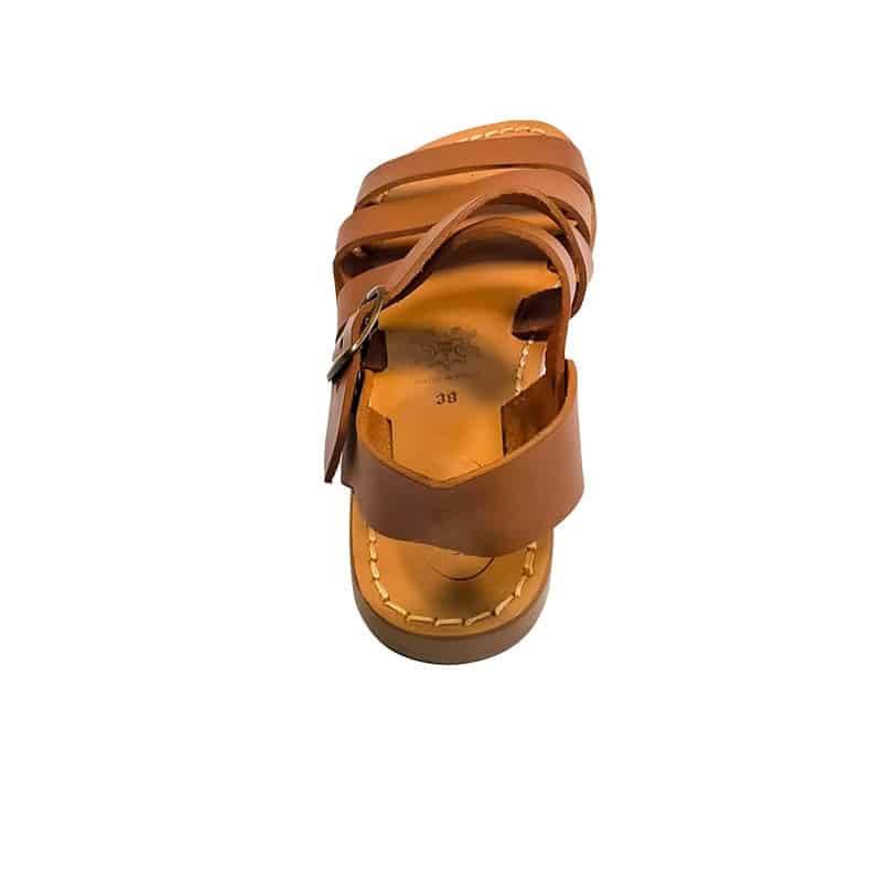 Sandali in cuoio incrociato donna con fibbia Pelletteria Allegrini Filippo 508D cuoio - Pelletteria Allegrini