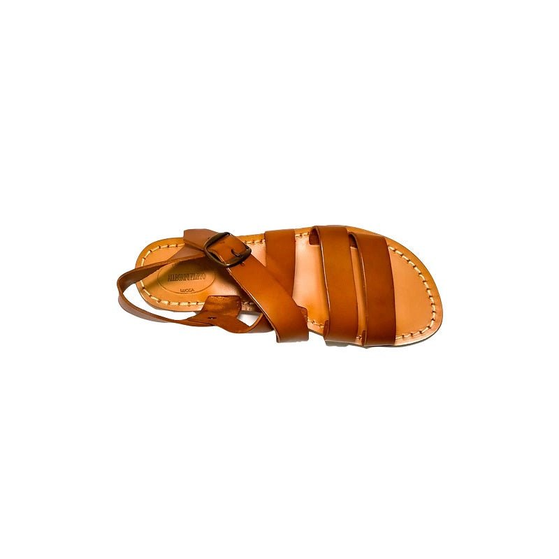 Sandali in cuoio incrociato donna con fibbia Pelletteria Allegrini Filippo 508D cuoio - Pelletteria Allegrini
