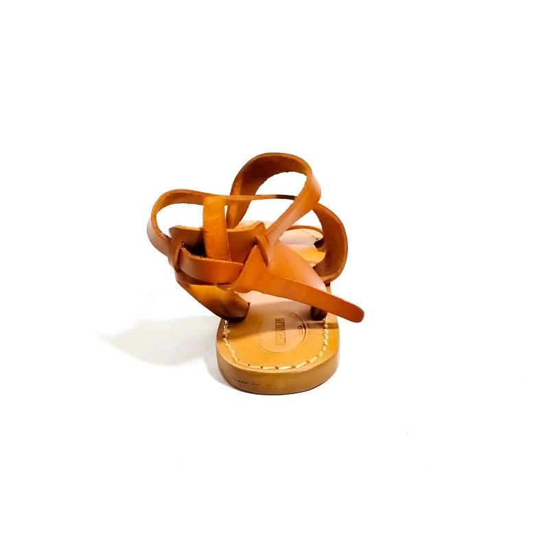 Sandali in cuoio incrociato donna Pelletteria Allegrini Filippo 570D cuoio - Pelletteria Allegrini