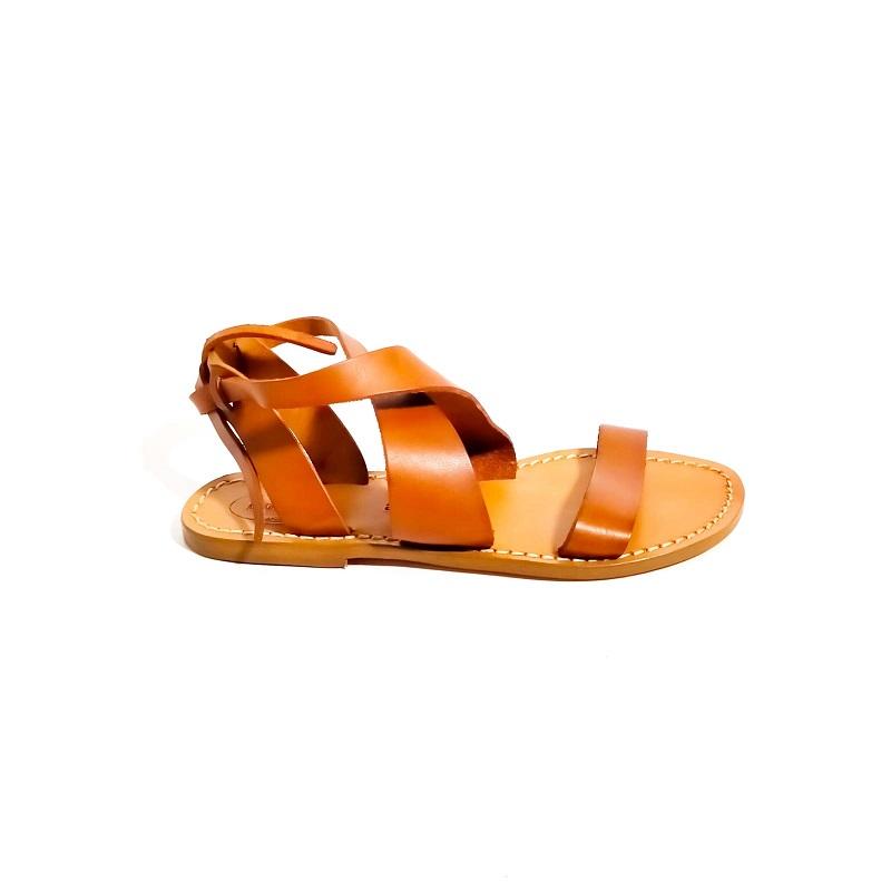 Sandali in cuoio incrociato donna Pelletteria Allegrini Filippo 570D cuoio - Pelletteria Allegrini