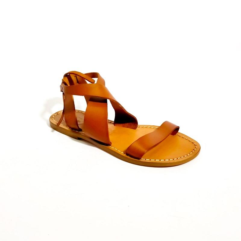 Sandali in cuoio incrociato donna Pelletteria Allegrini Filippo 570D cuoio - Pelletteria Allegrini