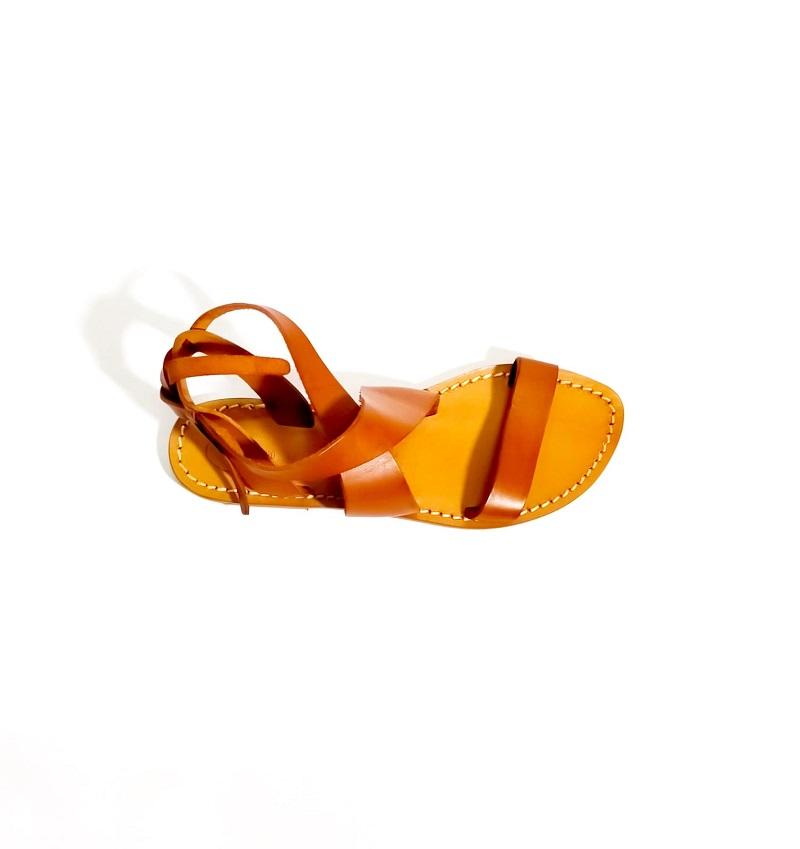 Sandali in cuoio incrociato donna Pelletteria Allegrini Filippo 570D cuoio - Pelletteria Allegrini