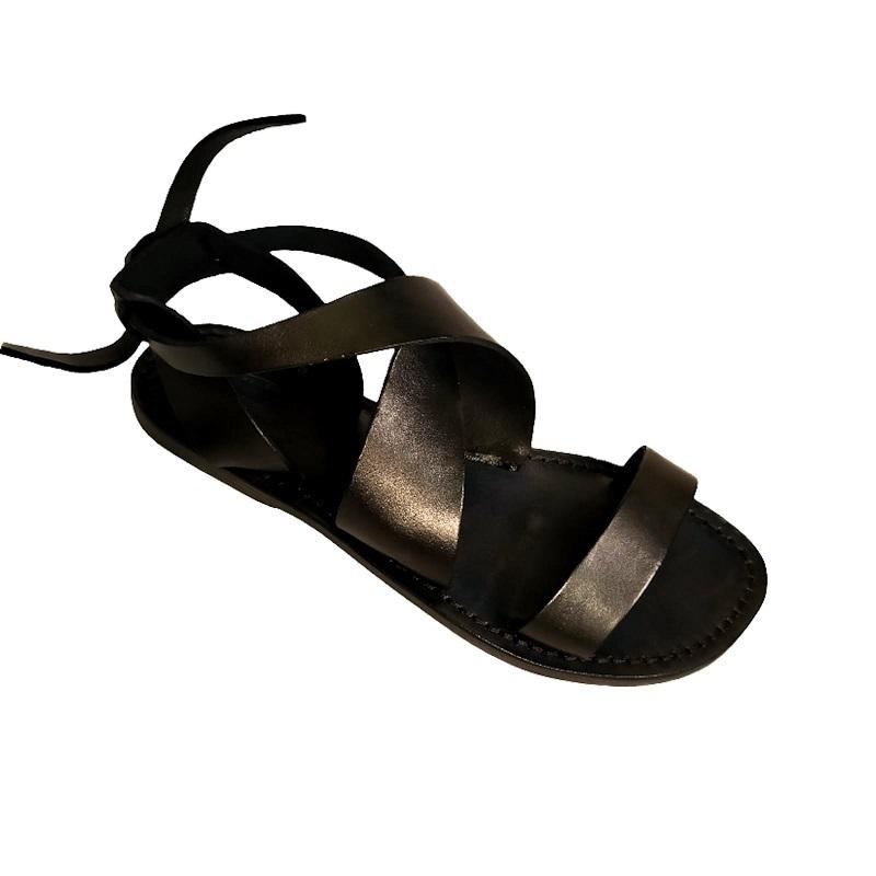 Sandali in cuoio incrociato donna Pelletteria Allegrini Filippo 570D nero - Pelletteria Allegrini