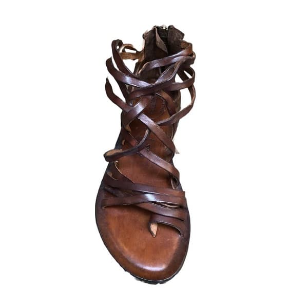 Sandali in cuoio incrociato donna Pelletteria Allegrini Filippo W0964 marrone - Pelletteria Allegrini