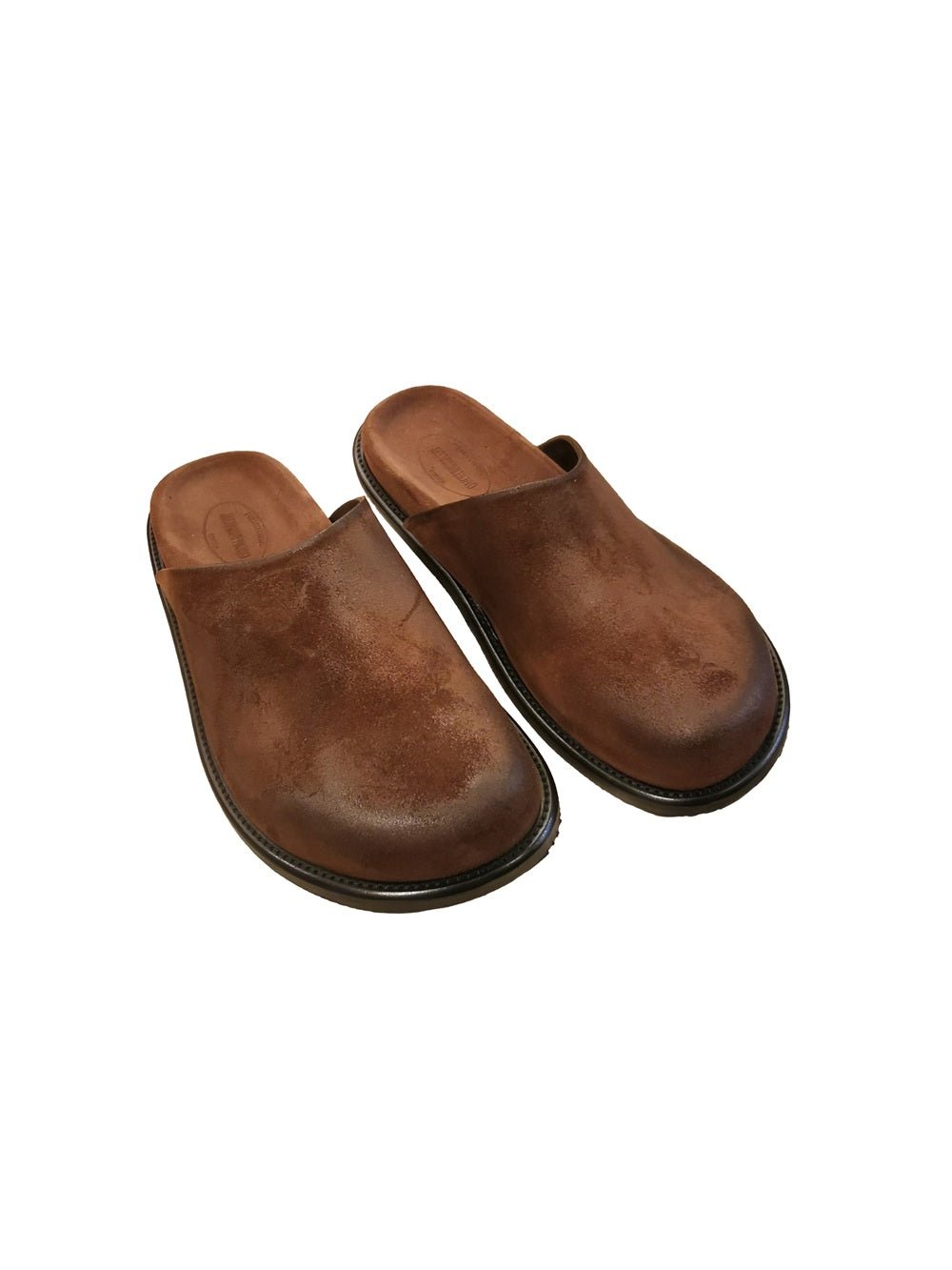 Sandalo a pantofola da uomo in nabuk invecchiato Pelletteria Allegrini Filippo M8152 Castoro - Pelletteria Allegrini