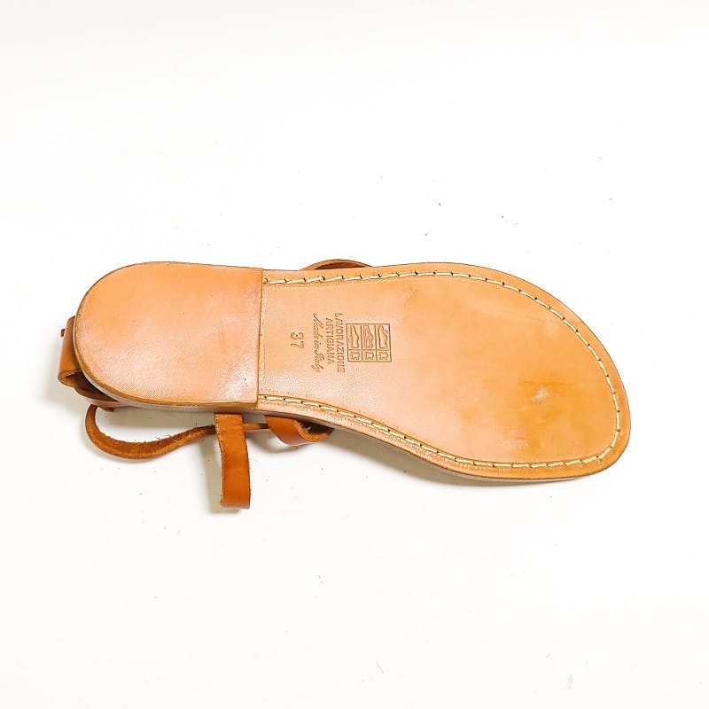 Sandalo in cuoio alla schiava donna con fibbie Pelletteria Allegrini Filippo 574D cuoio - Pelletteria Allegrini