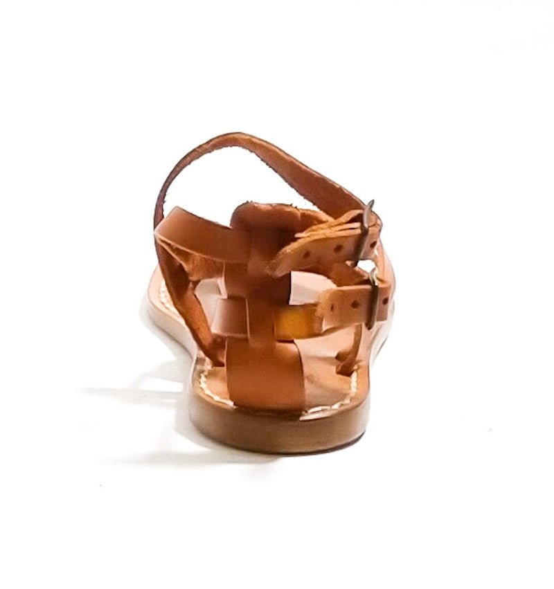Sandalo in cuoio alla schiava donna con fibbie Pelletteria Allegrini Filippo 574D cuoio - Pelletteria Allegrini
