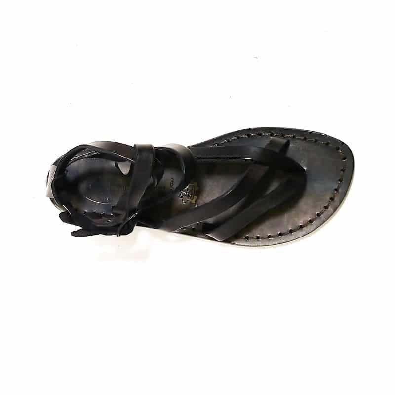 Sandalo in cuoio alla schiava donna con fibbie Pelletteria Allegrini Filippo 574D nero - Pelletteria Allegrini