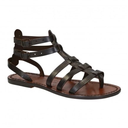 Sandalo in cuoio alla schiava donna Pelletteria Allegrini Filippo 506D testa di moro - Pelletteria Allegrini
